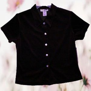 Double Fault: Women's 1/4 Sleeve "Velour" Casual  Collared Top